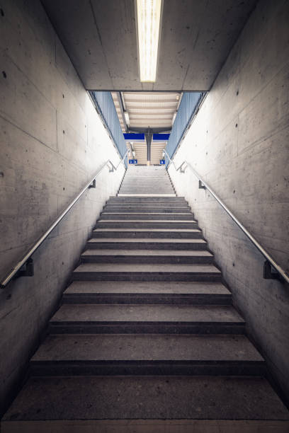 istock Stairway for Exit and Entrance to Subway Station, Modern Architecture Perspective of Structure Staircase, Access Way of Underground Transit 1157679123