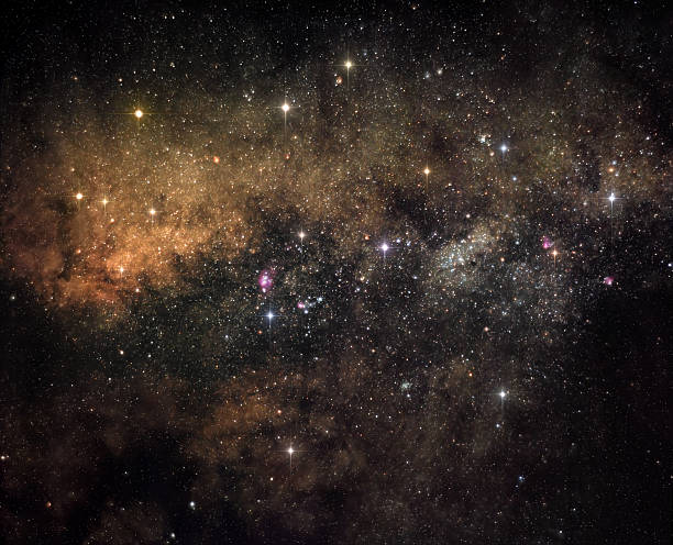 A picture of central area of Milky Way that is rich in stars and bright nebulaue