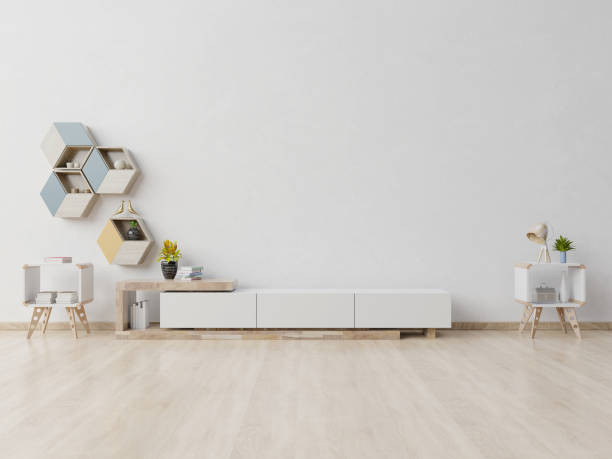 istock shelf tv in modern empty room,minimal design 1157683529