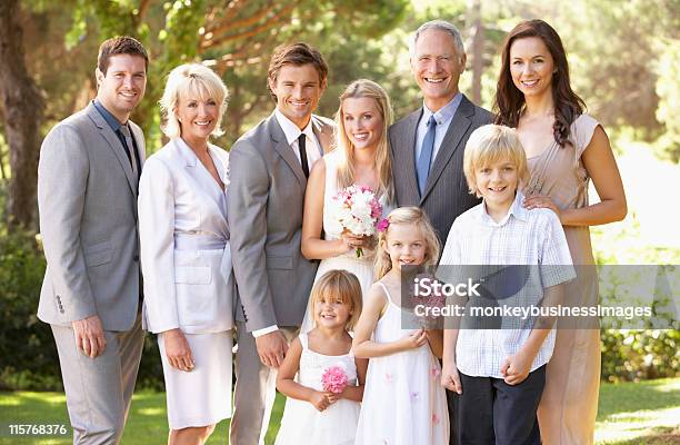 Family Group At Wedding Stock Photo - Download Image Now - Family, Wedding, Wedding Ceremony