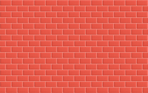 istock Living coral red rectangle mosaic tiles with cracks on surface. 1157684311
