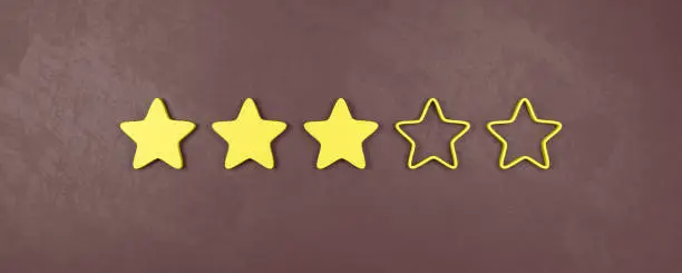 Photo of Three of Five Stars Rating, Middle Rating Concepts