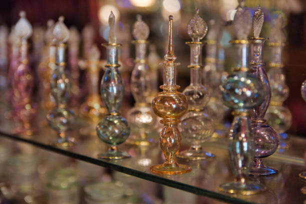 istock Glass parfume bottles close up 1157688493