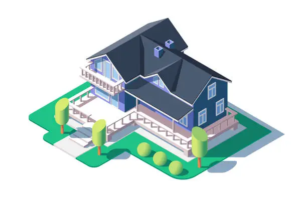 Vector illustration of Modern private house