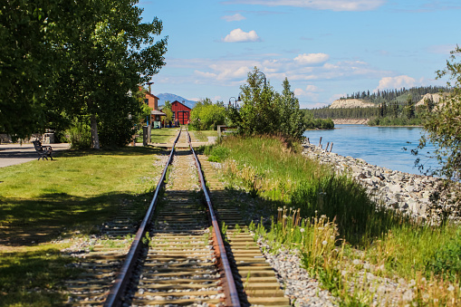 Train track for the Whitehorse Waterfront Trolley