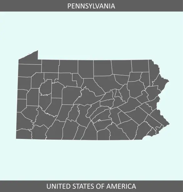 Vector illustration of Pennsylvania map of counties