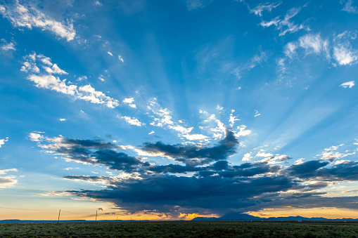 An impressive sky developing near meteor crater along route 66, US interstate 40.