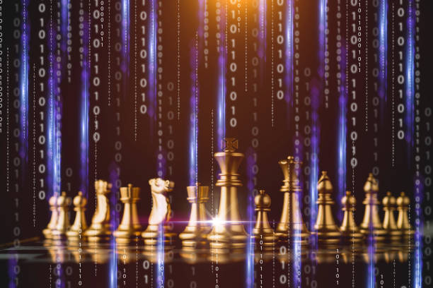 istock golden chess figure with virtual digital icon moving down business creativity ideas concept 1157695091