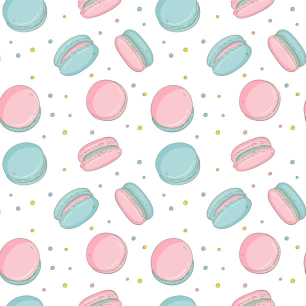 Seamless pattern cut macaroon. Colorful wallpaper vector Seamless pattern cut macaroon. Colorful wallpaper vector macaroon stock illustrations