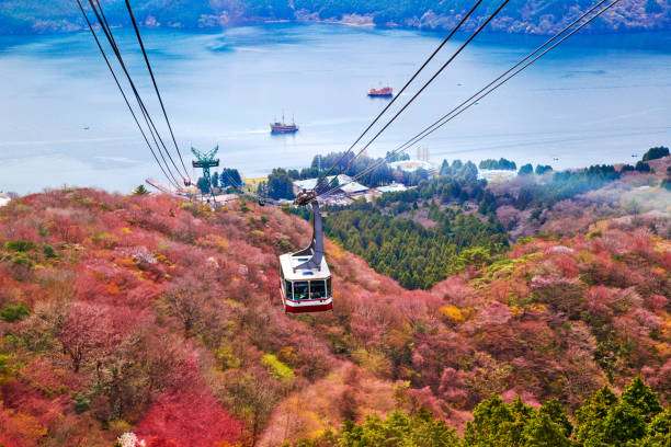 Mt. Komagatake Ropeway at Hakone, Kanagawa prefecture, Japan. Active Volcano, Asia, Autumn, Hakone - Kanagawa, Japan kanagawa prefecture photos stock pictures, royalty-free photos & images