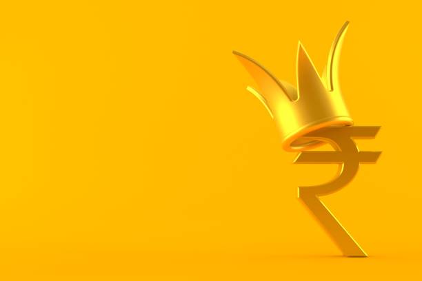istock Rupee currency symbol with golden crown 1157707723