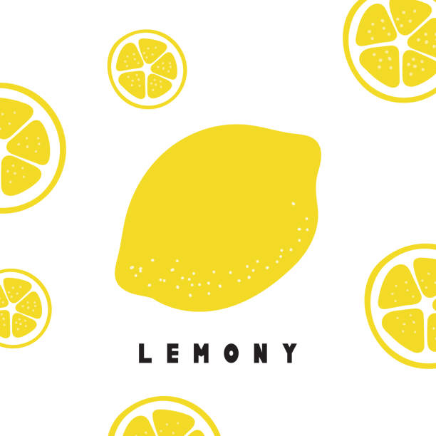 letnia karta ręcznie rysowane owoce cytryny i tekst - lemony izolowane na białym tle. - lemony stock illustrations