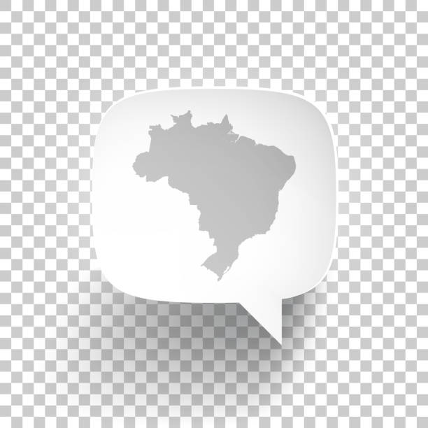 ilustrações, clipart, desenhos animados e ícones de bolha do discurso com o mapa de brasil no fundo em branco - mapa brazil 3d