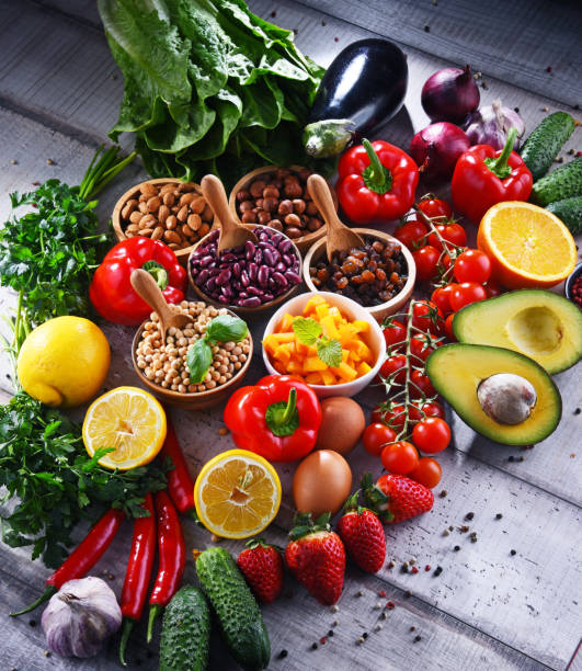istock Assorted organic food products on the table 1157717387