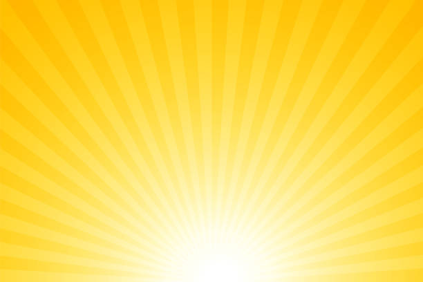 illustrazioni stock, clip art, cartoni animati e icone di tendenza di raggi del sole: sfondo raggi luminosi - giallo illustrazioni