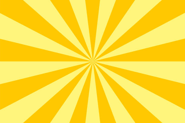 ilustrações, clipart, desenhos animados e ícones de sunbeams: fundo amarelo das raias - vanishing point diminishing perspective sunbeam abstract