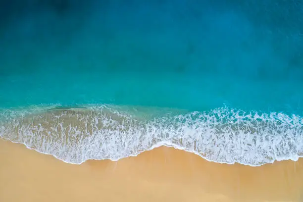 Drone photo of waves and and sandy beach of Kaputaş.
