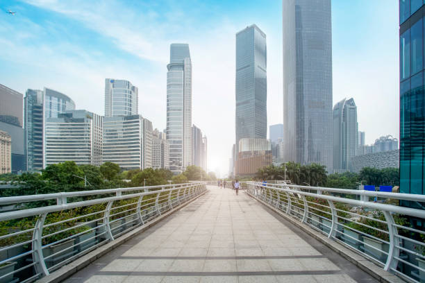 istock Commercial building low angle view in Guangzhou, China 1157727781