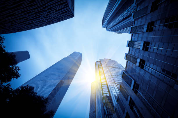istock Commercial building low angle view in Guangzhou, China 1157727786