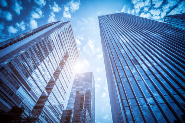 istock Contemporary architectural office building, urban landscape, personal perspective, 1157728772
