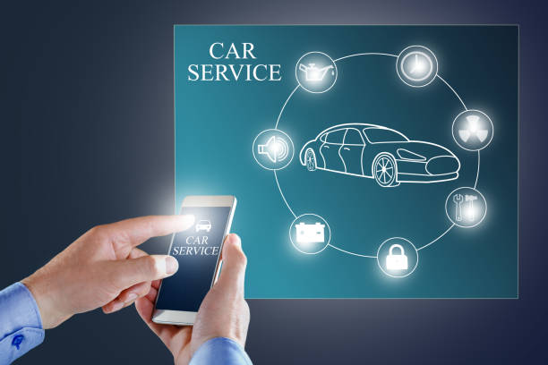 istock Mobile app in smart phone for modern car. 1157729682