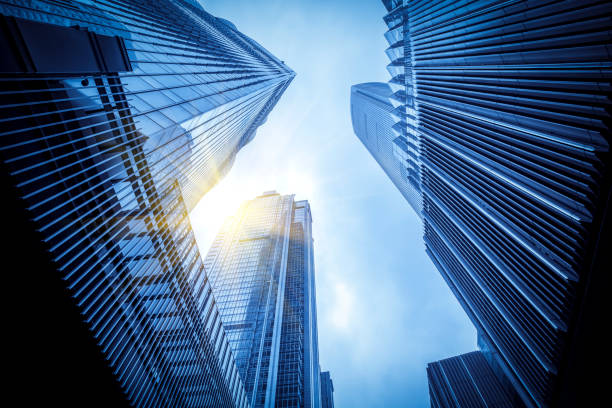 istock Commercial building low angle view in Guangzhou, China 1157730202