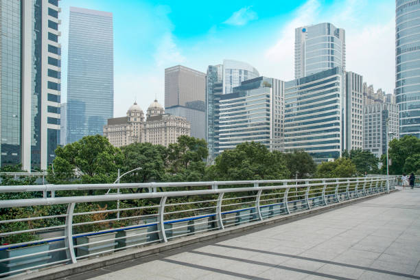 istock Commercial building low angle view in Guangzhou, China 1157730207