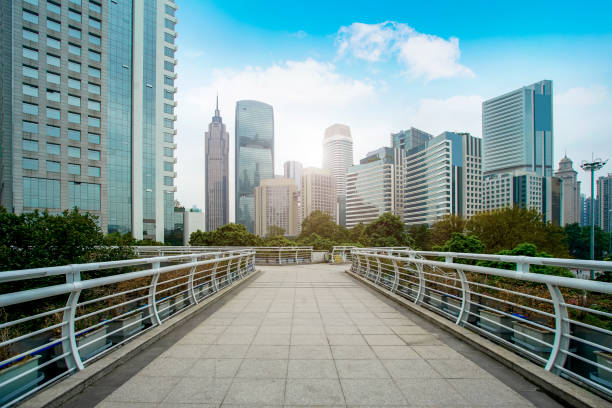 istock Commercial building low angle view in Guangzhou, China 1157730834