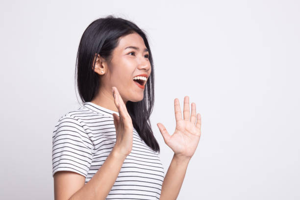 istock Young Asian woman is surprised and smile. 1157732364