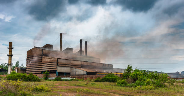 губка железа промышленности - architecture chimney coal electricity стоковые фото и изображения