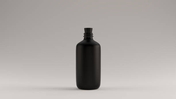 Black Glass Bottle with a Cork Stop