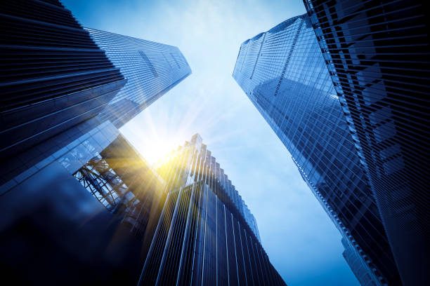 istock Commercial building low angle view in Guangzhou, China 1157735586