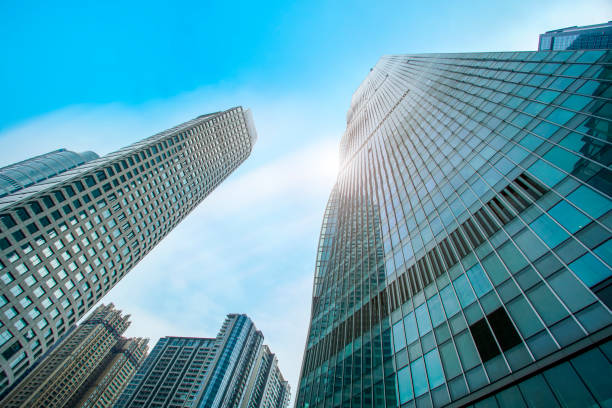 istock Commercial building low angle view in Guangzhou, China 1157736767