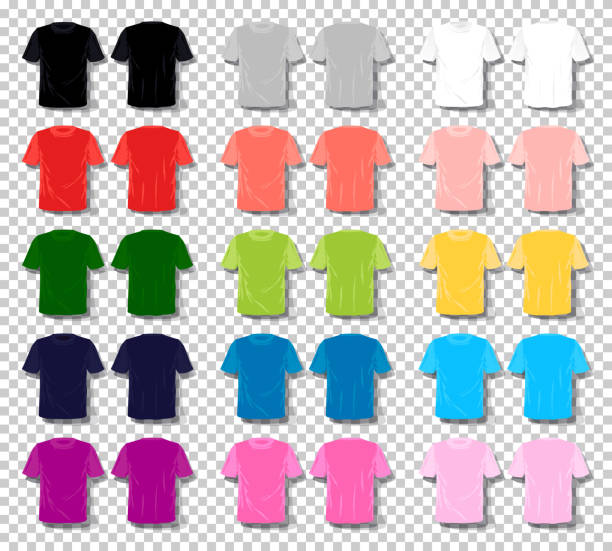 Men tee shirt vector set cartoon color unisex t-shirt. Basic multi color vector collection. Hand drawn vector illustration. Men tee shirt vector set cartoon color unisex boy t-shirt. Basic multi color vector collection. Hand drawn vector illustration. cartoon of grey t shirt template stock illustrations