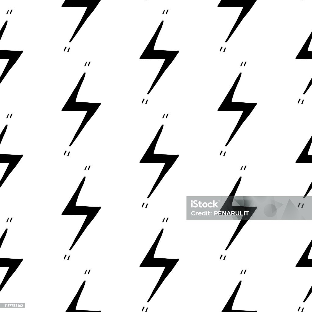 Lightning Pattern Drawn Hand Drawn Lightning Vector Seamless Pattern Stock Illustration ...