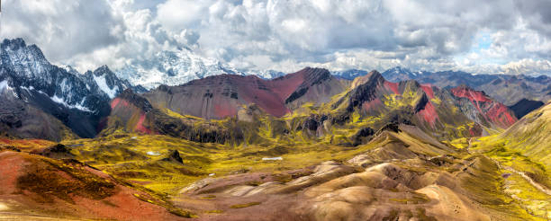 istock Hiking scene in Vinicunca, Cusco Region, Peru.  Rainbow Mountain 1157756691