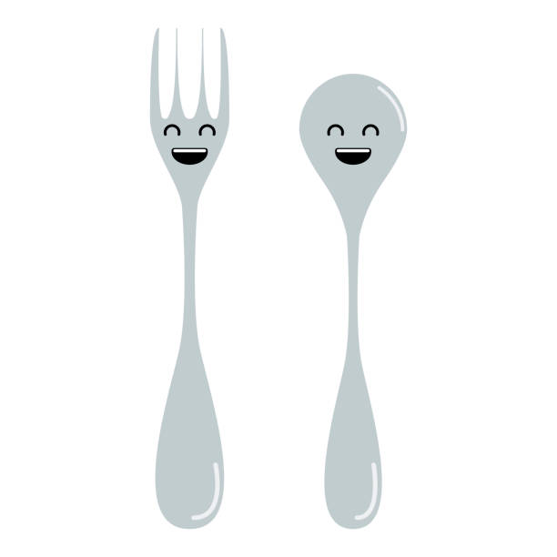 Fork And Spoon Cartoon Icon Stock Illustration - Download Image Now -  Cartoon, Crockery, Fork - iStock