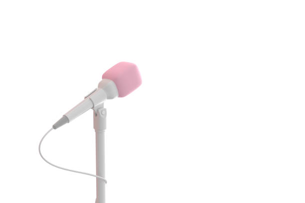 istock Microphone pink pastel color  for music background. 1157760543