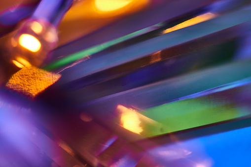 Prism splitting colourful led light macro view
