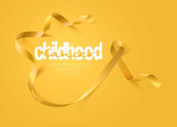 Childhood Cancer Awareness Calligraphy Poster Design. Realistic Gold Ribbon. September is Cancer Awareness Month. Vector Childhood Cancer Awareness Calligraphy Poster Design. Realistic Gold Ribbon. September is Cancer Awareness Month. Vector Illustration september stock illustrations