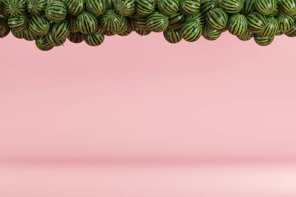 sanda y sandalula flotando en fondo de habitación rosa. concepto mínimo de idea de fruta. renderizado 3d. - rose pink bright simply fotografías e imágenes de stock