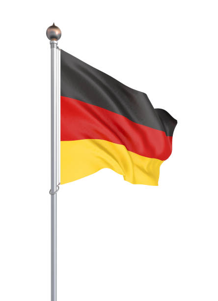 istock Germany flag blowing in the wind. Background texture. 3d rendering, wave. - Illustration 1157769495