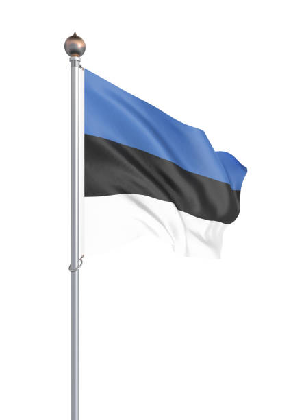 istock Estonia flag blowing in the wind. Background texture. 3d rendering, wave. - Illustration. Isolated on white. 1157769496
