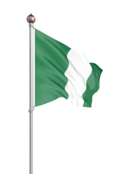 istock Nigeria flag blowing in the wind. Background texture. 3d rendering, waving flag. Isolated on white. Illustration. 1157769554