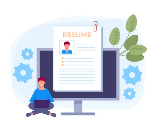 Vector illustration of Online resume job searching concept. Vector design graphic flat cartoon illustration