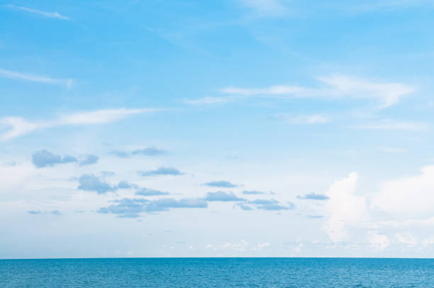 istock Empty vast blue tropical ocean seascape horizon and clear blue sky 1157774291