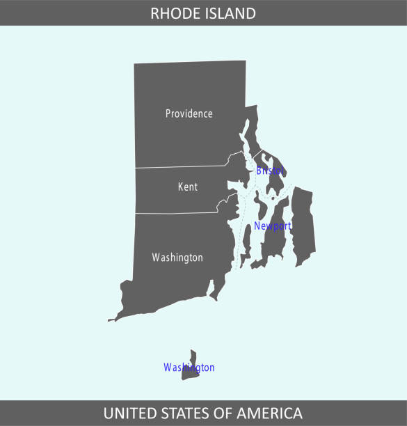 Rhode island counties map The map is accurately prepared by a map expert. westerly rhode island stock illustrations