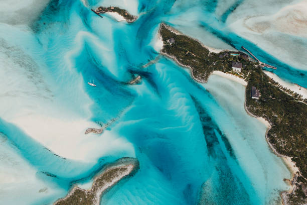 Bahamas, Beach, aerial, blue