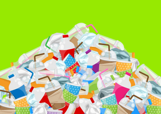 istock pile of garbage waste plastic and paper in mountain shape isolated on green screen, bottles plastic garbage waste many, stack of plastic bottle paper cup waste dump, pollution garbage 1157786657