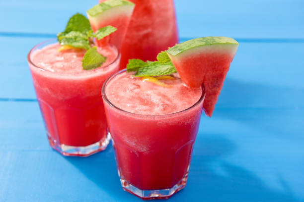 istock Fresh watermelon juice in the glasses 1157790301